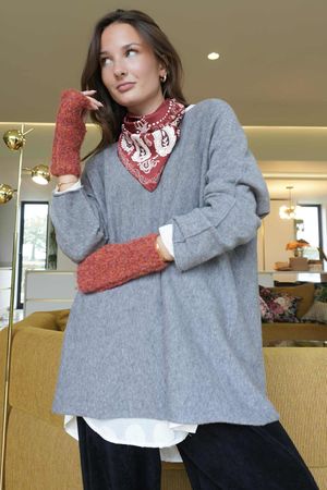 Conrad Oversized Boxy Knit Mid Grey